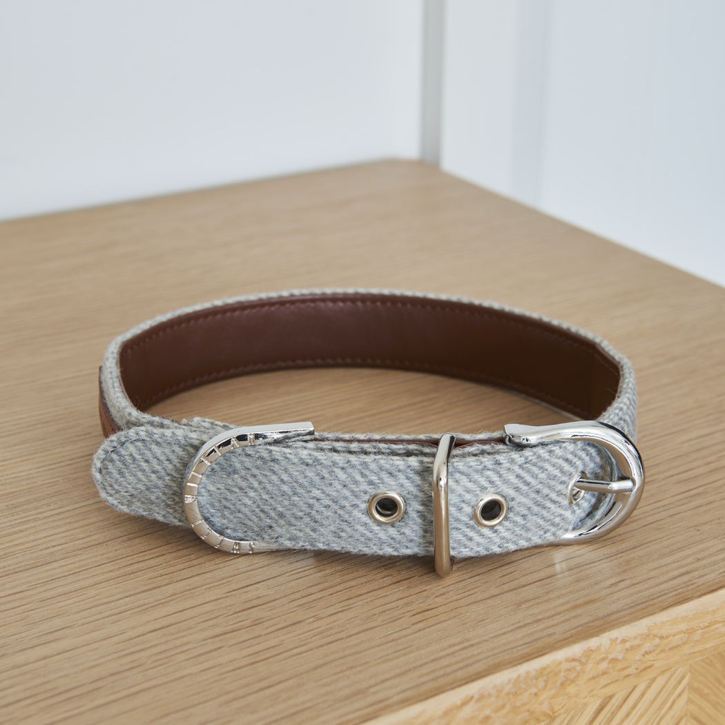 Tweed Dog Collar Grey Large