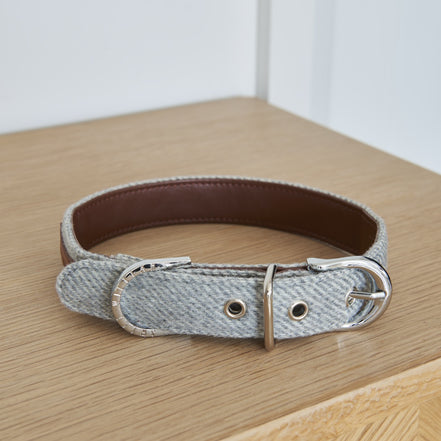 Tweed Dog Collar Grey Large
