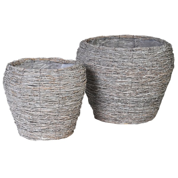 Set of Two Natural Bamboo Planters
