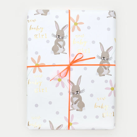 Baby Girl Bunny Gold Foil Wrap
