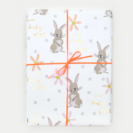 Baby Girl Bunny Gold Foil Wrap