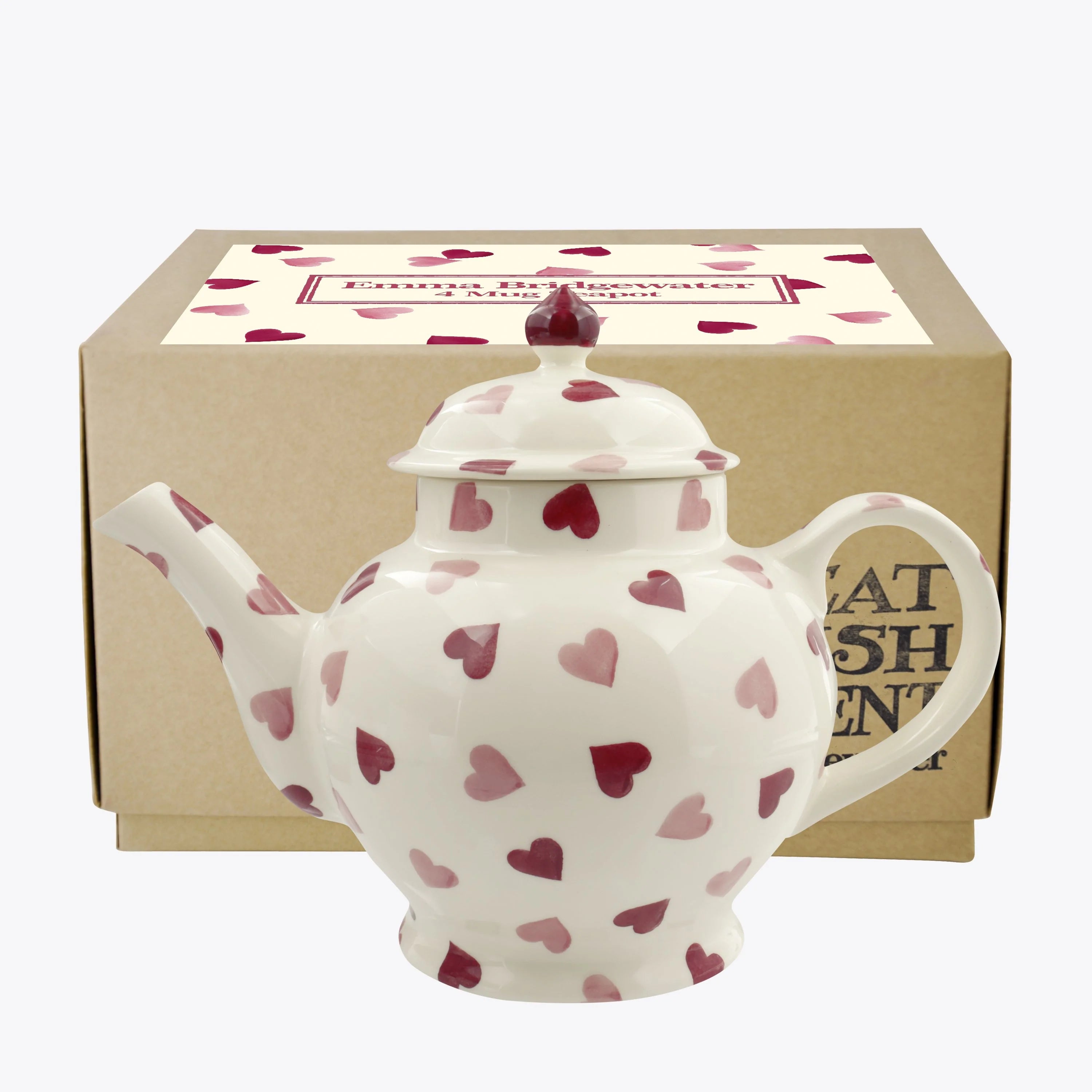 Pink Hearts 4 Mug Teapot Boxed