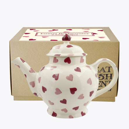 Pink Hearts 4 Mug Teapot Boxed