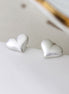 Silver Scratched Puff Heart Stud Earrings