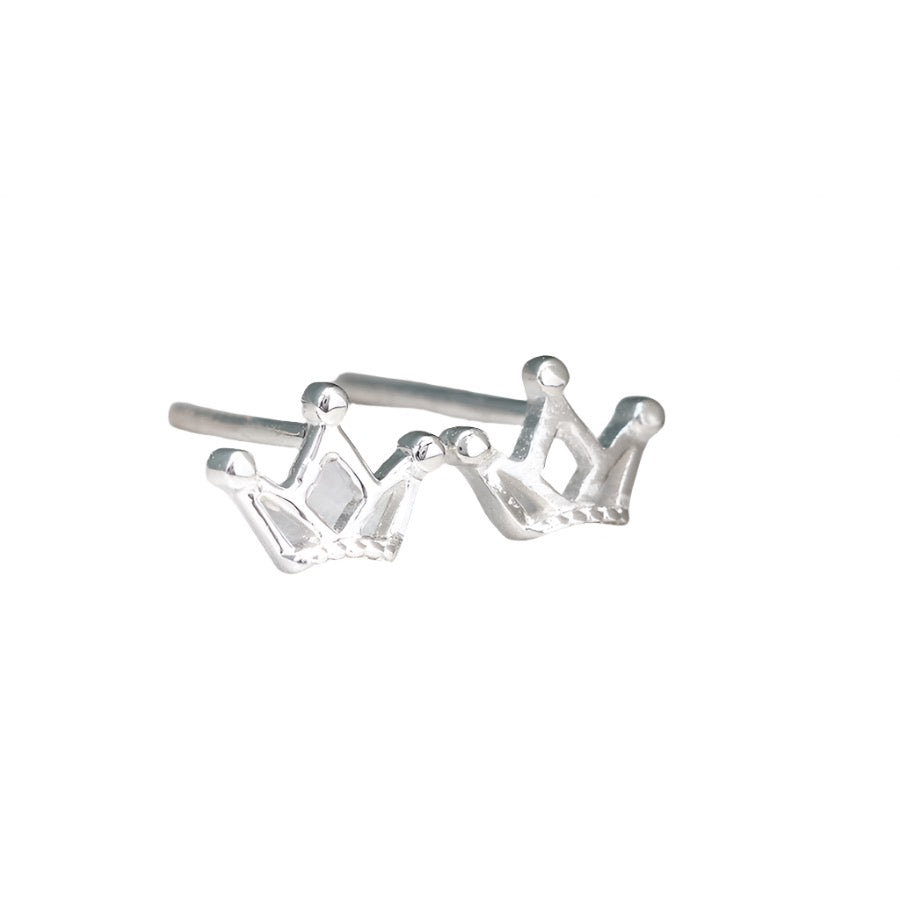 Tiny Silver Crown Stud Earrings