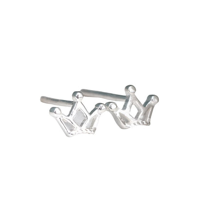 Tiny Silver Crown Stud Earrings