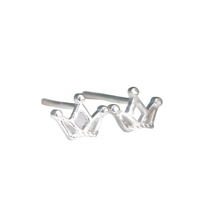 Tiny Silver Crown Stud Earrings