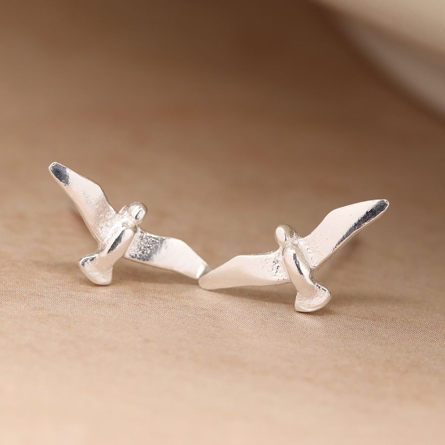 Sterling Silver Bird Stud Earrings