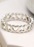 Sterling silver topsy turvy hearts Ring - Large