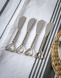 Set of 4 Twisted Heart Butter Knives