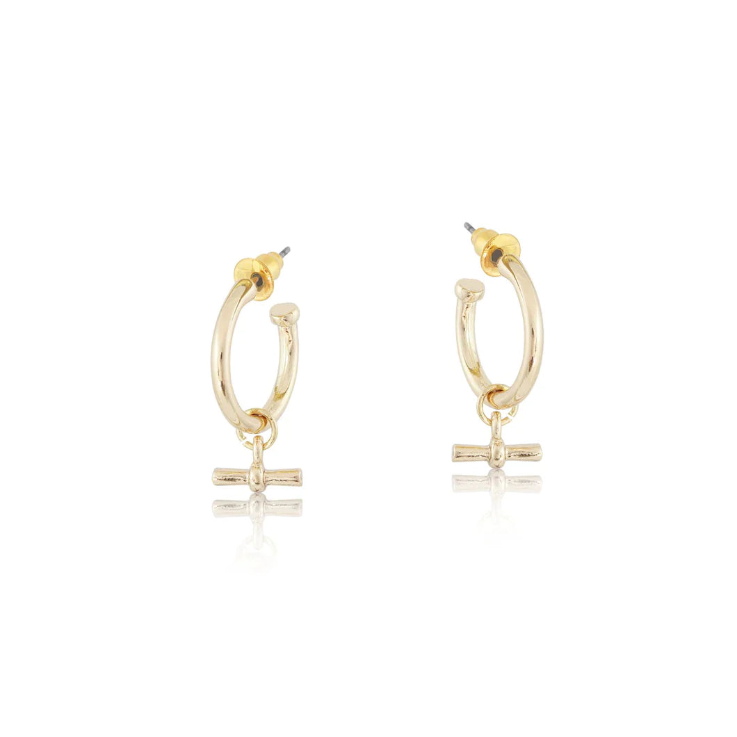 Octavia Tbar Tiny Gold Hoop Earrings