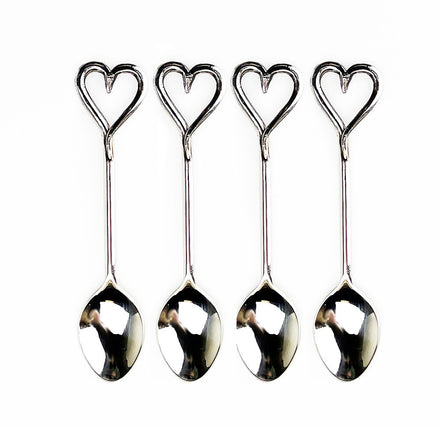 Set of Four Love Heart Spoons