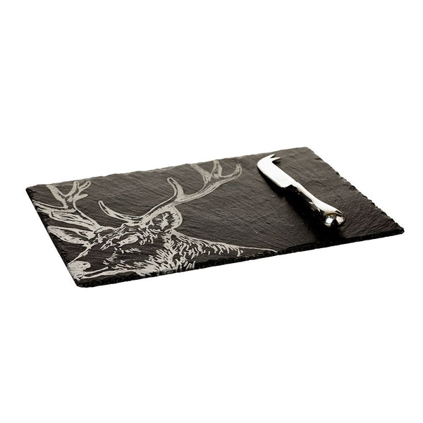 Stag Slate Cheese Board and Knife Gift Set