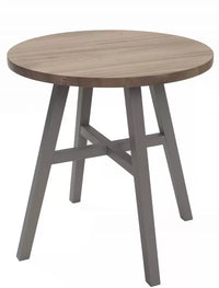 Tenby 60cm Table - Natural Hardwood Top with Painted Chalk Legs (White)