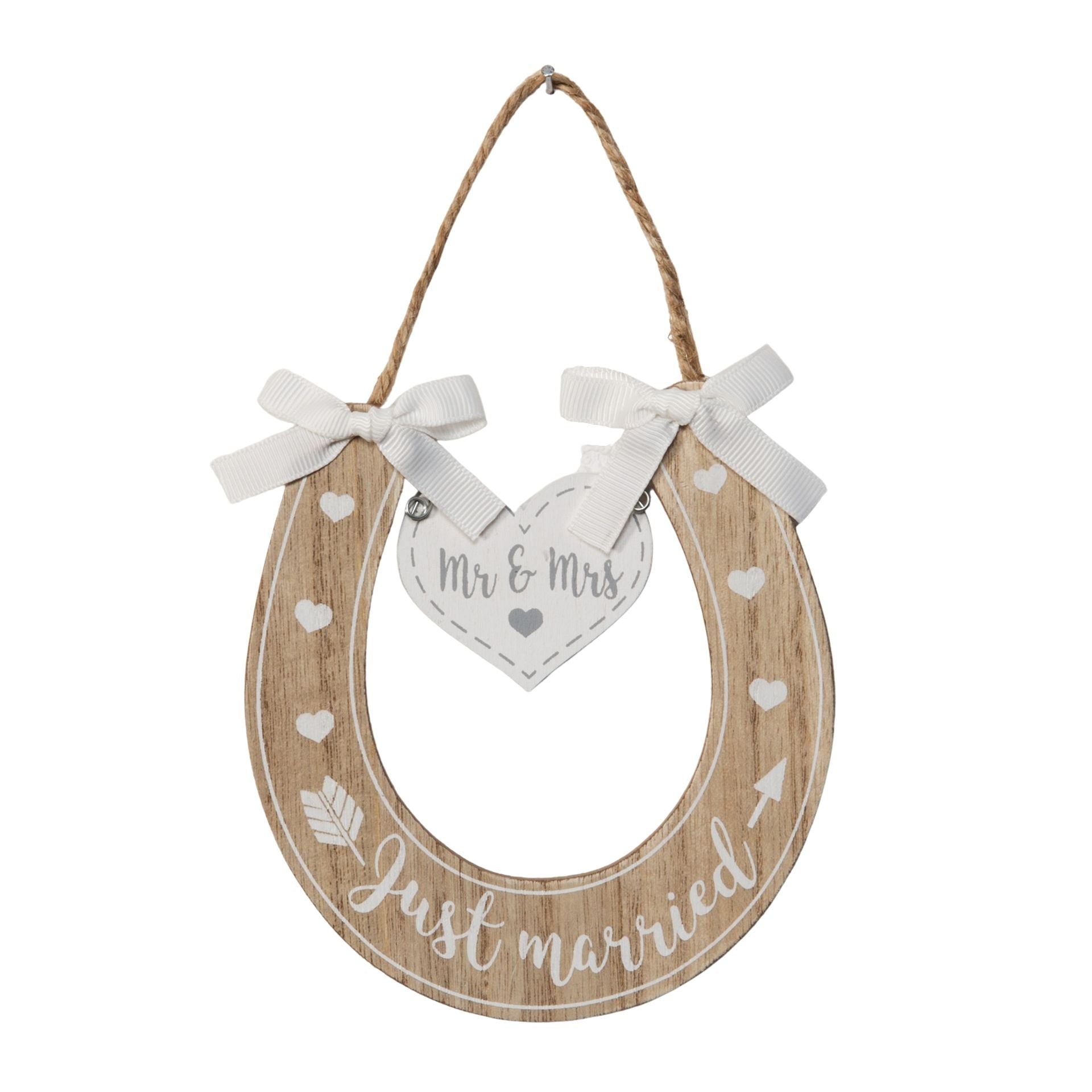 Horseshoe Just Married Hanging Plaque