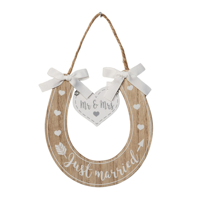 Horseshoe Just Married Hanging Plaque